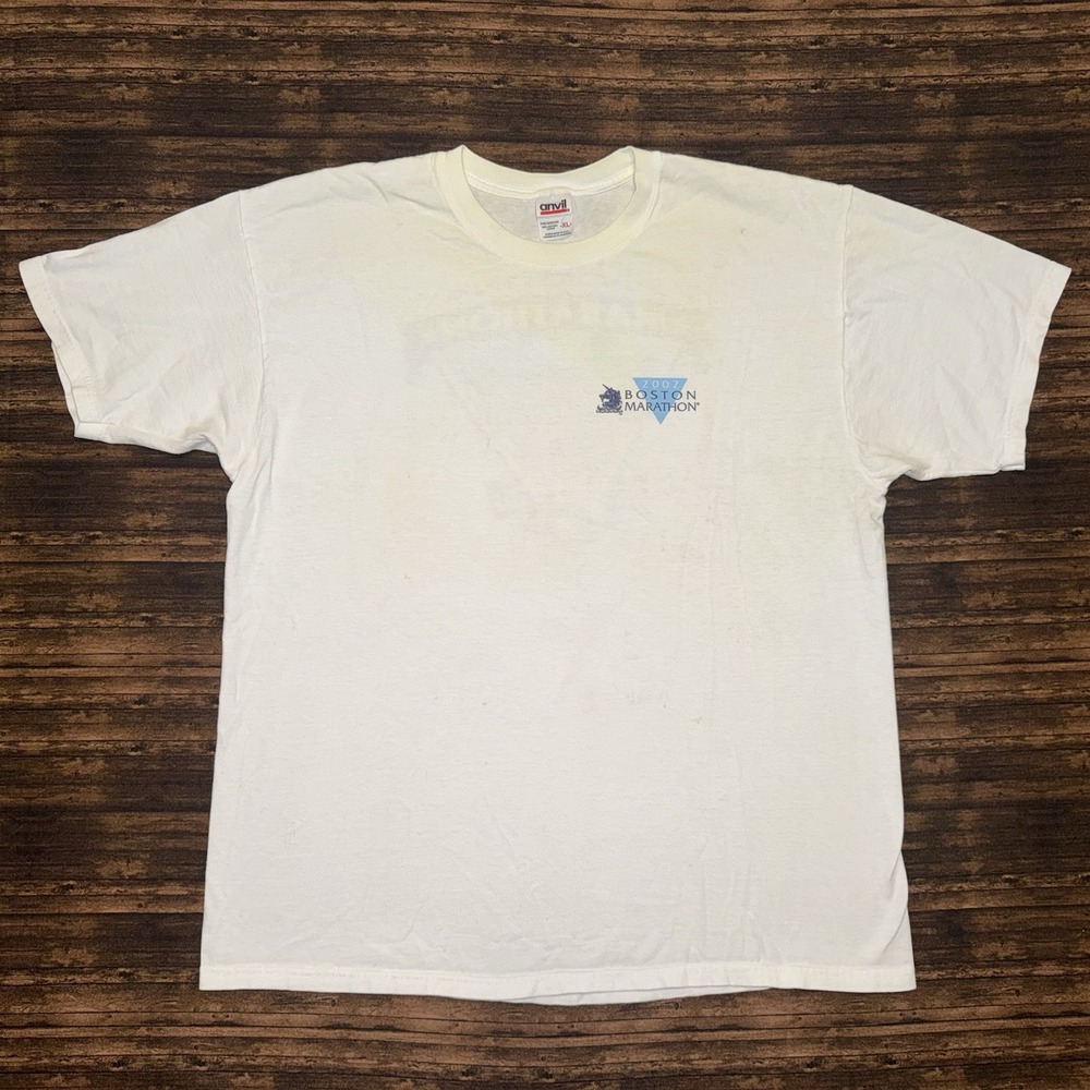 Vintage 106th Boston Marathon 2002 White Graphic T Shirt Size XL